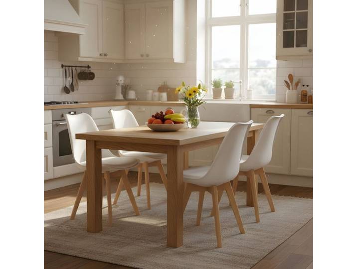 Lot de 4 chaises design contemporain nordique scandinave Blanc chaises de cuisine en bois
