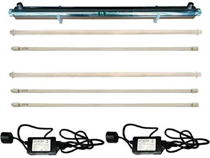 Realgoal UV 55w Wasserreiniger 12GPM, mit zusatzlichen 2 Lampen, extra 1 Quarzhulse, extra 1 Vorschaltgerat, UV-Wasserfilter fur die Reinigung des ganzen Hauses