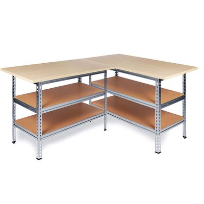 Werkbank ONDIS24 "Werkstatt Ecklösung »Sparfuchs«", grau (grau, beige), B:180cm H:92cm T:120cm, MDF, Metall, Spanplatte, Werkbänke, 180 x 120 x 85 (H) cm, bis 320 kg belastbar, Arbeitsplatte 25 mm