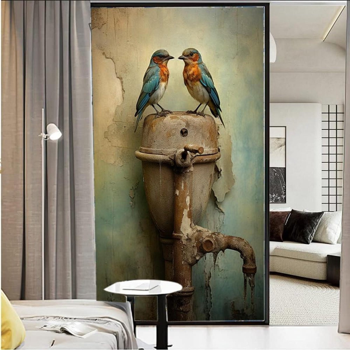 Decoratieve privacyfolie voor ramen, statisch hechtend, Stijl C, 60 x 90 cm