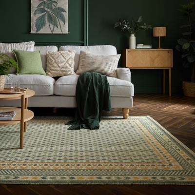 Teppich FLAIR RUGS "MARA JUTE", grün, B:160cm H:1mm L:230cm, Baumwolle, Jute, Teppiche, Teppich, Gewebter Jute-Bordürenteppich