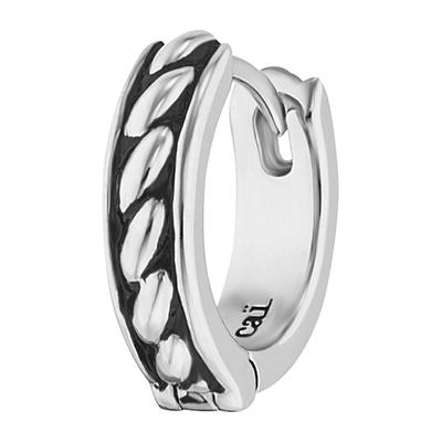 Single-Creole CAÏ "925 Sterling Silber rhodiniert Farbe schwarz", silber (weiß), Ohrringe, Herren, one-size, Silber 925 (Sterlingsilber)