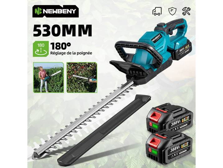 NEWBENY Taille-haie électrique 530MM 180 ° Makita – taille-haie pour tondeuse à gazon, Angle de réglage, outil électrique de jardin pour broche de batterie 18V