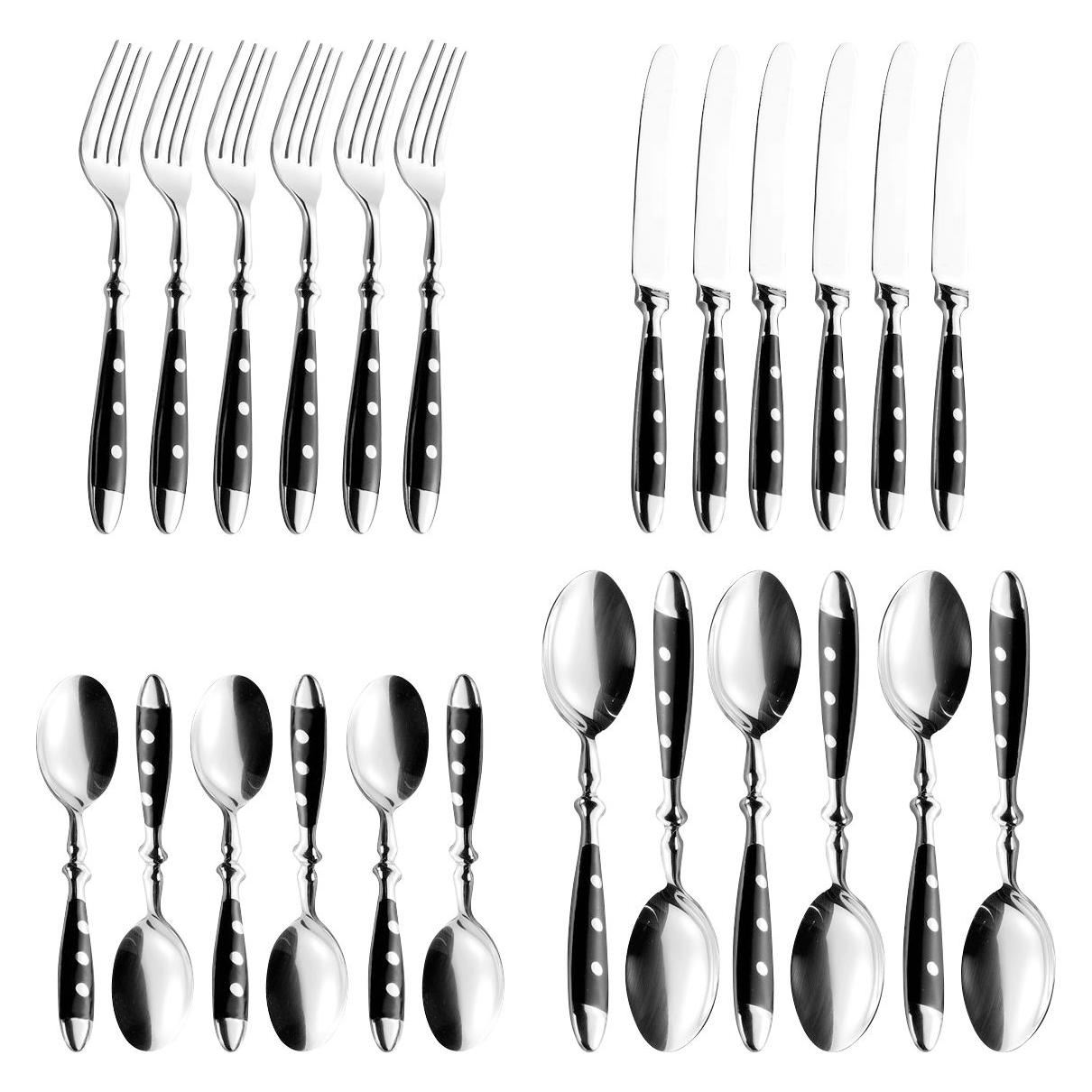 Esmeyer Besteck-Set Nostalgie aus Edelstahl 18/0 poliert 24-teilig, Silber/schwarz, im Geschenkkar (24 Stk., Besteck Set) (229-080)
