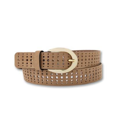 Ledergürtel BERND GÖTZ "Ledergürtel mit raffinierter Lochung für topmodische Styles", Damen, Gr. 95, beige (camel), Rindsleder, Gürtel Ledergürtel