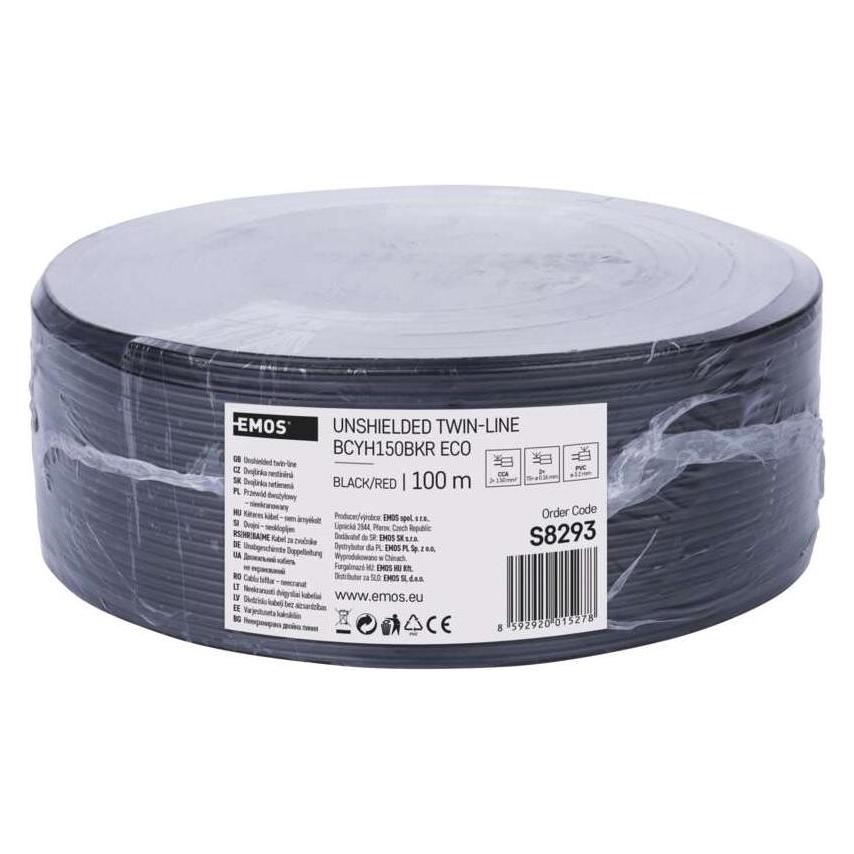 Emos Twisted-Pair-Kabel ECO 2x1,5mm, schwarz-rot, 100m (100 m, 1.50 mm²) (43038446)