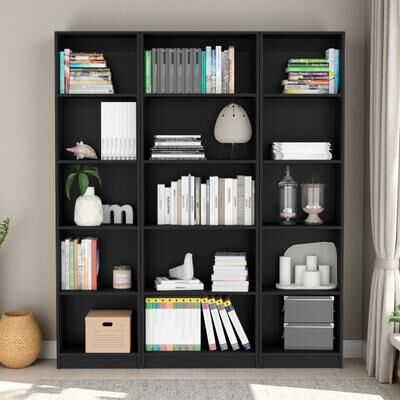 ZWYO HOSIMU "71.1""H Manufactured Wood 3-Piece Living Room Set with 4-Shelf Bookcase and Slim Bookcases for Versatile, Space-Saving Storage"