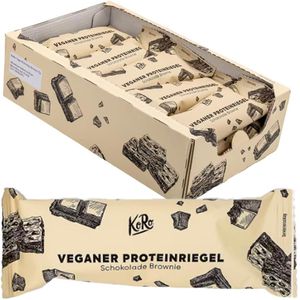 KoRo Proteinriegel Vegan, 15 Riegel, Schokolade Brownie, je 55g, pro Riegel 13g Protein