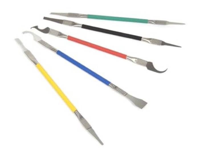 Velleman Soldeer accessoires set 5-delig, gemaakt van roestvrij staal, lichte constructie met dubbele uiteinden, ideaal voor precisie solderen, elektronica reparatie en onderhoud van soldeerstation