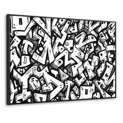 LEINWAND Bilder mit Rahmen - Formen - Buchstaben - Graffiti - Schwarz - 140x90