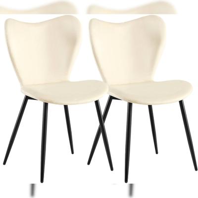CLP 2er Set Esszimmerstühle Maika Samt HBT: 80x50x58 cm creme Samt