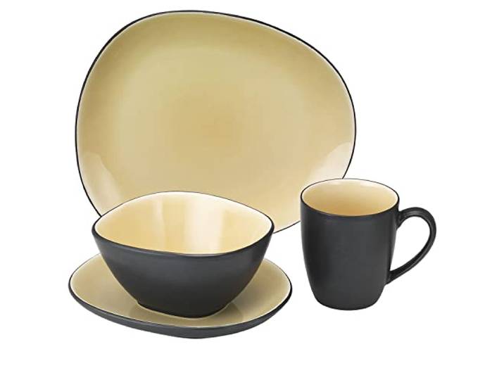 Van Well Elements Creme 16-tlg. Kombi-Service I 4 Personen I Geschirr-Set - Kaffee, Frühstück & Tafel I Je 4x Speiseteller, Frühstücksteller, Schalen & Kaffeebecher I Steingut