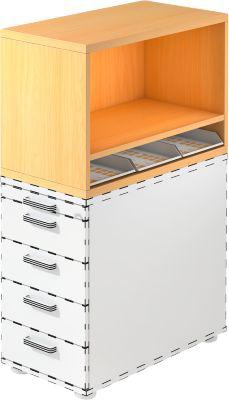 Aufsatzregal , für Standcontainer, 1 Fachboden, Ahorn-Dekor