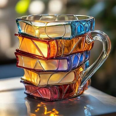 Multisell Products Hub Large Capacity Coloring Book Glass Mug, Coffee Cup Gift For Office And Home, Thickened Handle c