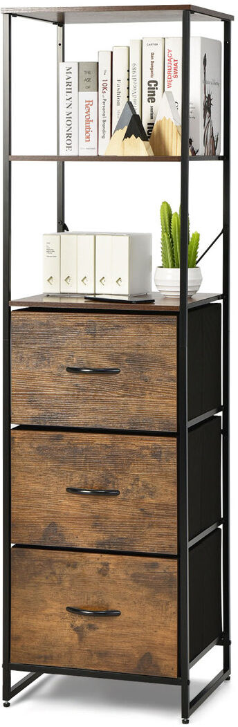 Borough Wharf Aidy 3 Drawer Storage Drawer Brown 156cm H X 44cm W X 39cm D