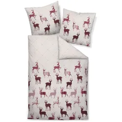 Janine Design Biber-Bettwäsche Davos 155 x 220 cm Biber Rot