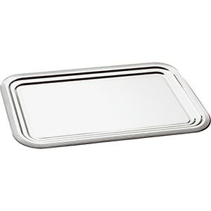 APS Servierplatte 00399 Partyplatte Classic, 41,5 x 31cm, Metall verchromt, eckig