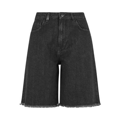 Shorts 2Y STUDIOS "2Y Studios Tima Shorts", Damen, Gr. 30, Normalgrößen, schwarz (washed schwarz), 100% Baumwolle, unifarben, normal, Hosen Shorts