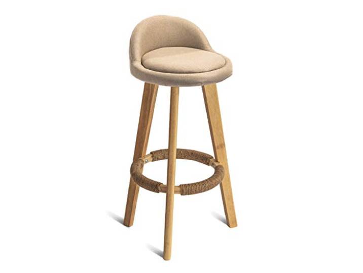 Barhocker Tresenhocker Bistrohocker Barhocker/Barstühle Frühstück Küchentheke Massivholz Barhocker Hohe Hocker mit Sitzlehnen und Fußstützen aus Leinen für Wohnzimmer oder Küche