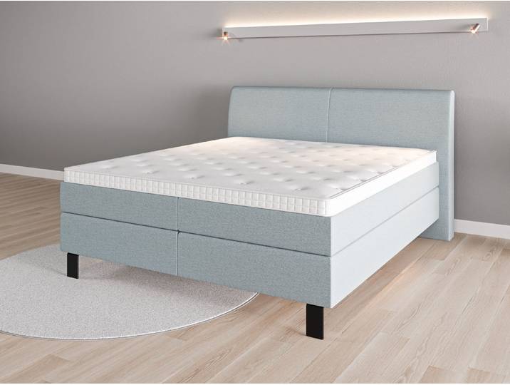 Boxspringbett 180x200 Nr. 1 - Blau (Pastellblau) - Feiner Strukturstoff