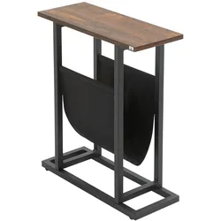 HOMCOM Beistelltisch mit Stofftasche, Sofatisch, Couchtisch, Dunkelbraun