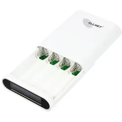 Allnet ALL-PB104 / Powerbank 18650 3,7V 4er-Gehäuse "weiss (2200 mAh, 8.14 Wh), Powerbank, Weiss
