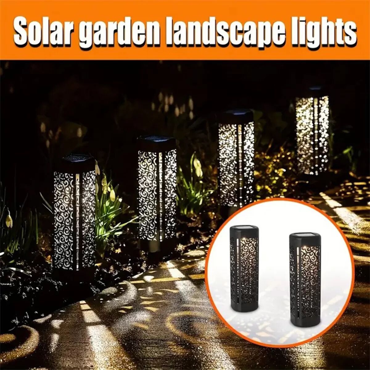 INF Ensemble de 6 Lampes Solaires de Jardin Carrées à Lumière Chaude