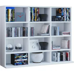 VCM Holzregal stehend   platzsparender CD-Schrank für 480 CDs oder 224 DVDs   Maße:H. 82 x B. 102 x T. 23 cm   Elegantes DVD Regal stehend   Blu-Ray Regal   CD Regal  Megosa L