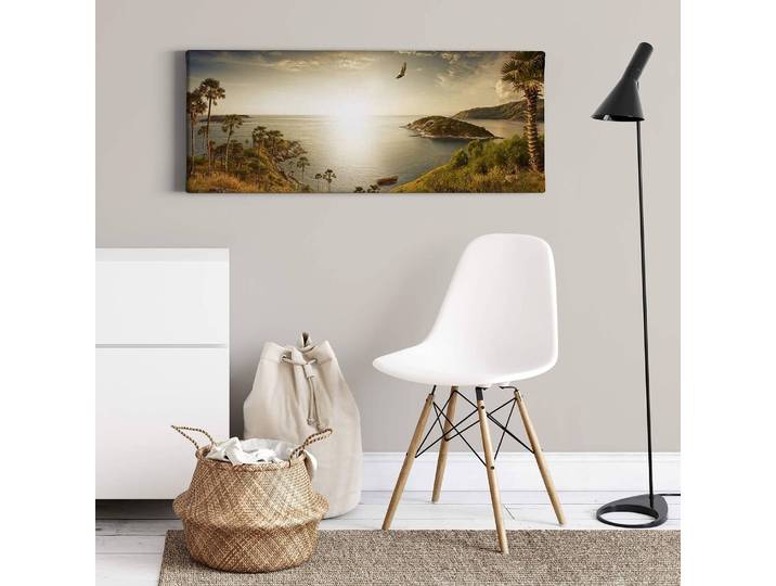 Tableau déco Sunset Paradise Polyester PVC / Épicéa Marron 100 x 40cm