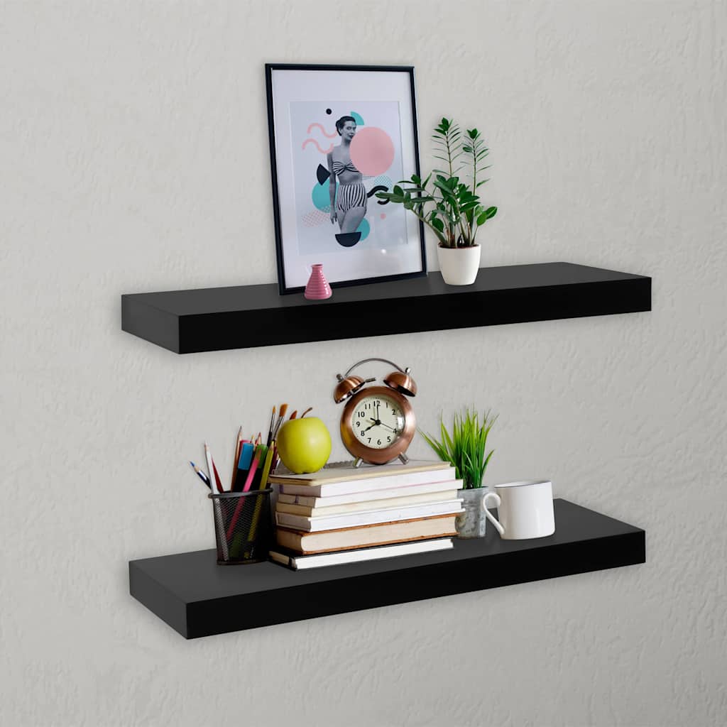 vidaXL Prateleiras de parede suspensas 2 pcs 40x20x3,8 cm preto Negro