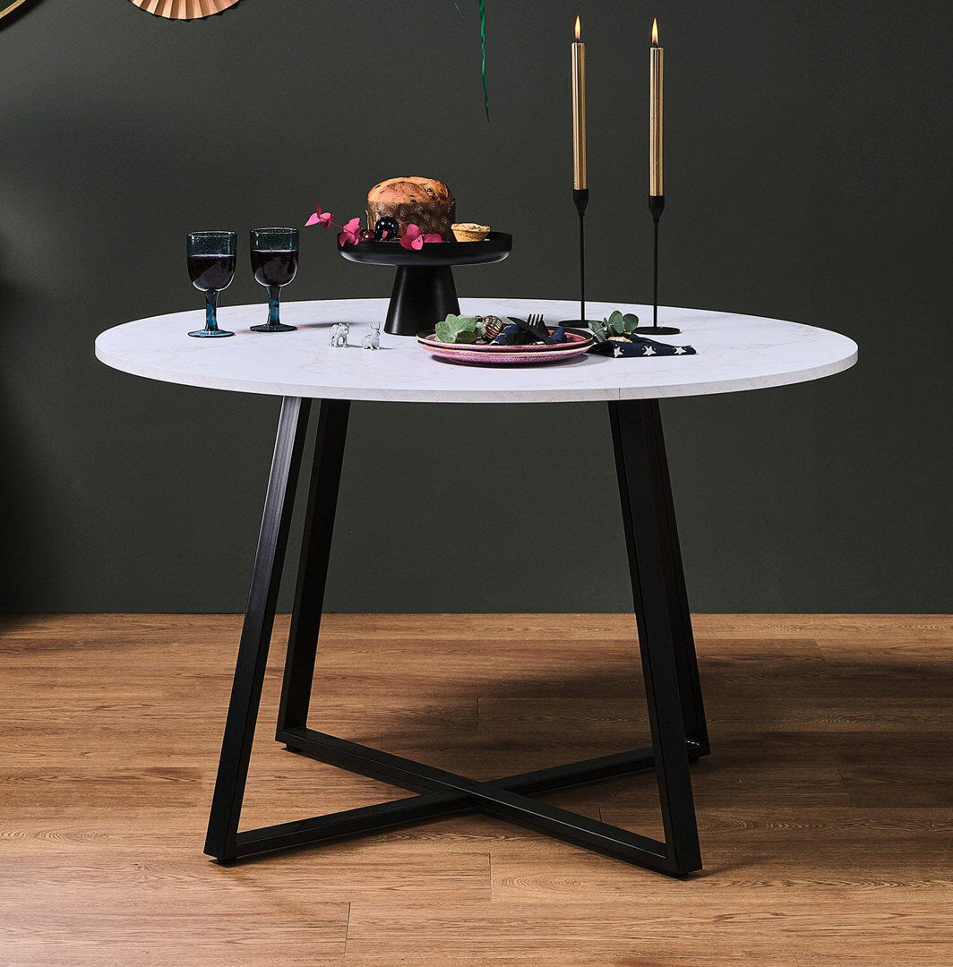Metro Addalee Round Dining Table with Steel Base Black