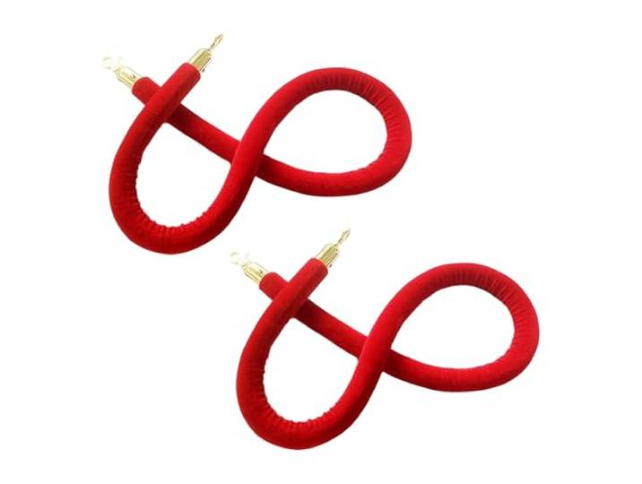 Rungenseil aus Samt mit goldenen Haken – Massenkontrolle for Warteschlangen bei Veranstaltungen, Theatern und Ausstellungsräumen(2 Pack 180cm/70.9in)