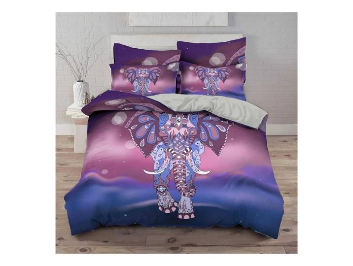 LuxusKollektion Kinderbettwäsche Bettwäsche Set Elefant 220x240cm Mikrofaser Boho