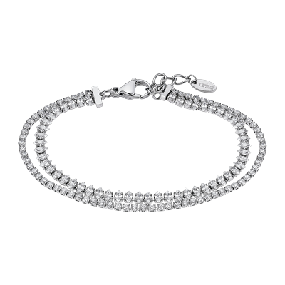 Armband LOTUS "Ionic", silber (edelstahlfarben, kristallweiß, kristallweiß), Armbänder, Damen, 17,54cm, Edelstahl, Armband, mit Glasstein