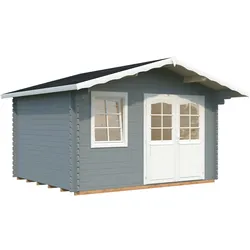 Palmako Gartenhaus Emma 10,4 m2 - 34 mm hellgrau/weiß lackiert