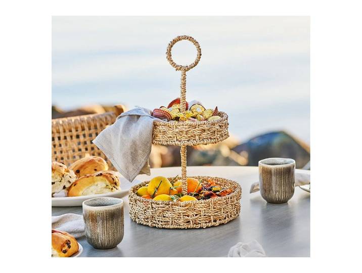 Serviertablett Solvaina - Flechtdesign aus Seegras - Natur - Luxusbetten24