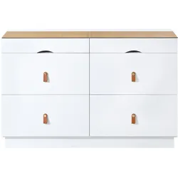 STILVORA Schmuckkommode aus Glas und Spanplatte, Weiß, 120x40x78 cm, kippsicher