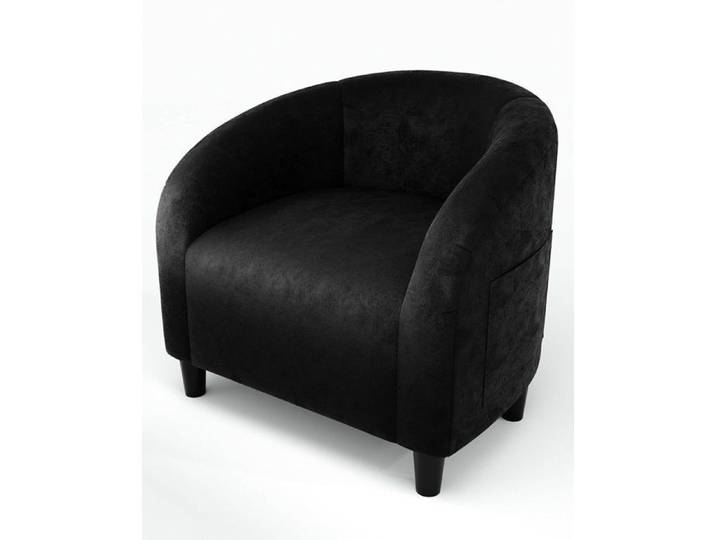 AFF Fauteuil rond en velours doux Fauteuil club canapé 1 place rembourré Fauteuil noir dossier courbé coussin épais pour salon