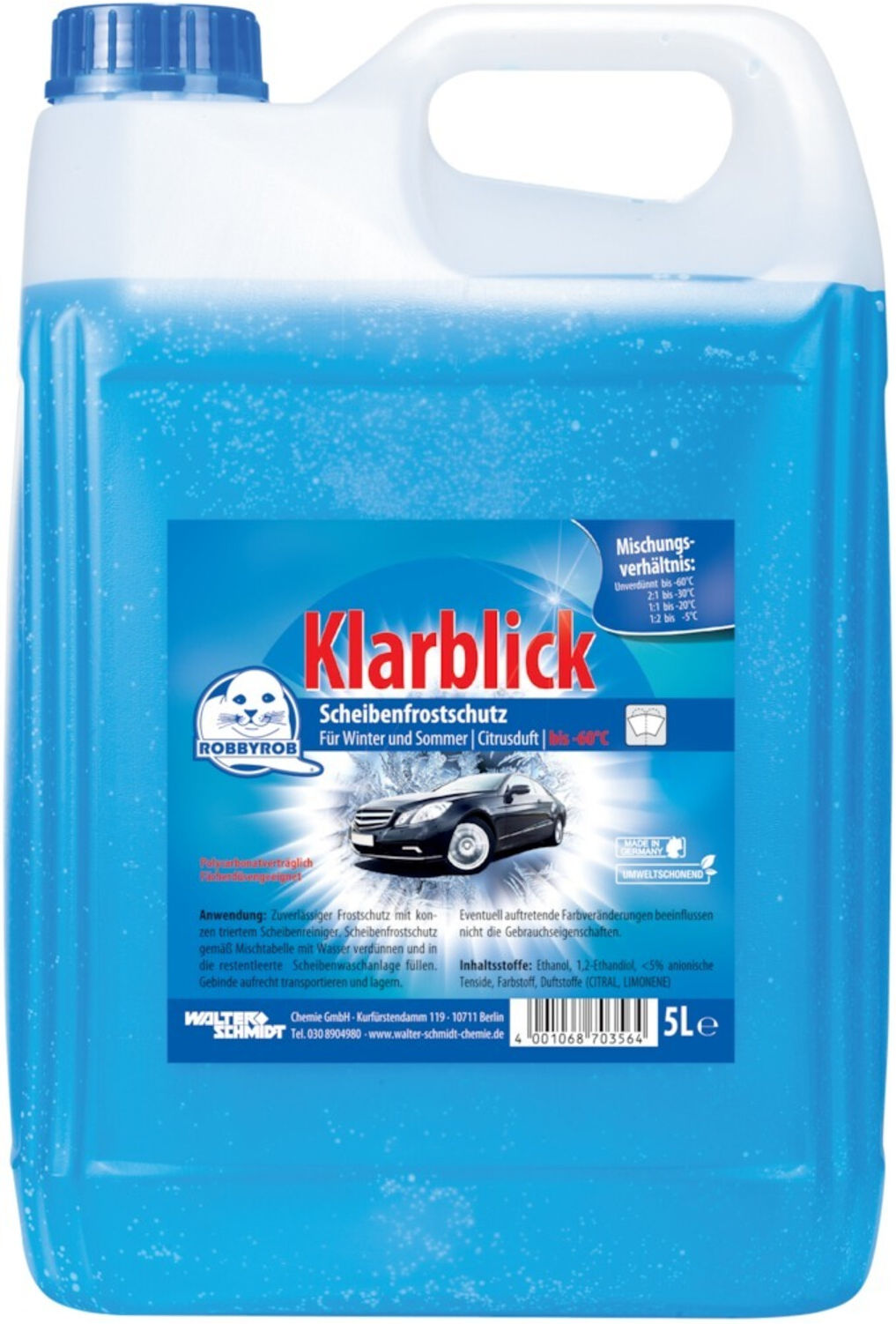 Robbyrob Scheibenfrostschutz Klarblick bis -60°C 5L Kan. ; Walter Schmidt Chemie GmbH (6150000000)