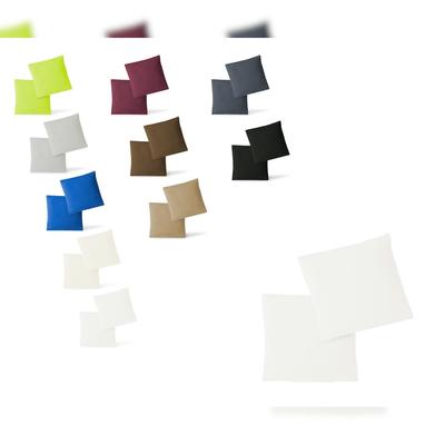 EXKLUSIV HEIMTEXTIL Kissenhülle Kissenbezug Doppelpack mit Reißverschluss hochwertige Jersey hohe Qualität Weiss 80 x 80 cm