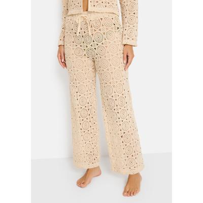 Strandhose LSCN BY LASCANA, Damen, Gr. 40, N-Gr, beige (sand), Spitze, Obermaterial: 100% Baumwolle, unifarben, figurumspielend lang, Hosen Strandhose, aus weicher Häkelspitze mit Gummizugbund