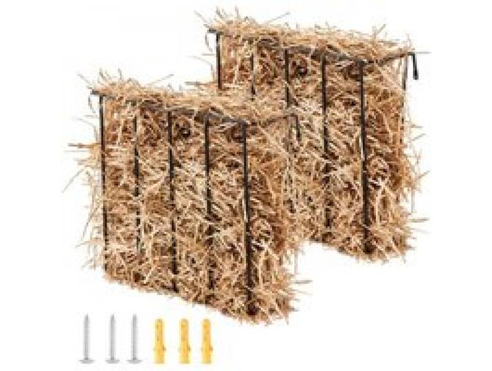 VEVOR Mangeoire à foin pour bétail, grande capacité de 109 L, râtelier à foin pour chèvre en acier robuste, lot de 2, support mural à foin à plusieurs côtés pour ferme ovine intérieure et extérieure