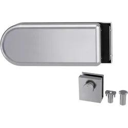 Griffwerk SMILE 1.0 -Alu EV1 -Ganzglas- türbeschlagset -2-teiliger Bandsatz -ohne Griff mit Türschnäpper/Feststellset -Gegenkasten