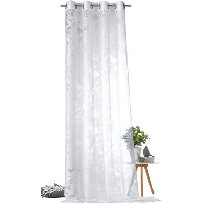 Vorhang WECKBRODT "Shorty, 1 Stück, Ösen, transparent, Motiv Vögel und Zweige" Gr. 4, beige (natur), B:140cm H:260cm, Ausbrenner, Polyester, Viskose, Gardinen, Ausbrenner, Allover,transparent,Motiv Vögel und Zweige, Gardine, Store