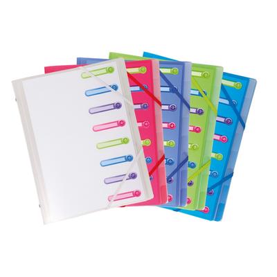 Exacompta Eckspann-Ordnungsmappe aus Recycling-PP 500µ mit Gummizug und 3 Klappen, 8 Fächer mit Index-Fenstern, für Format DIN A4