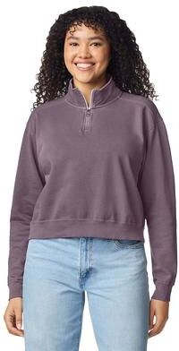 Comfort Colors CC1580L Women's Womens Mid Length 1/4 Zip T-Shirt in Dusk size XL   Cotton