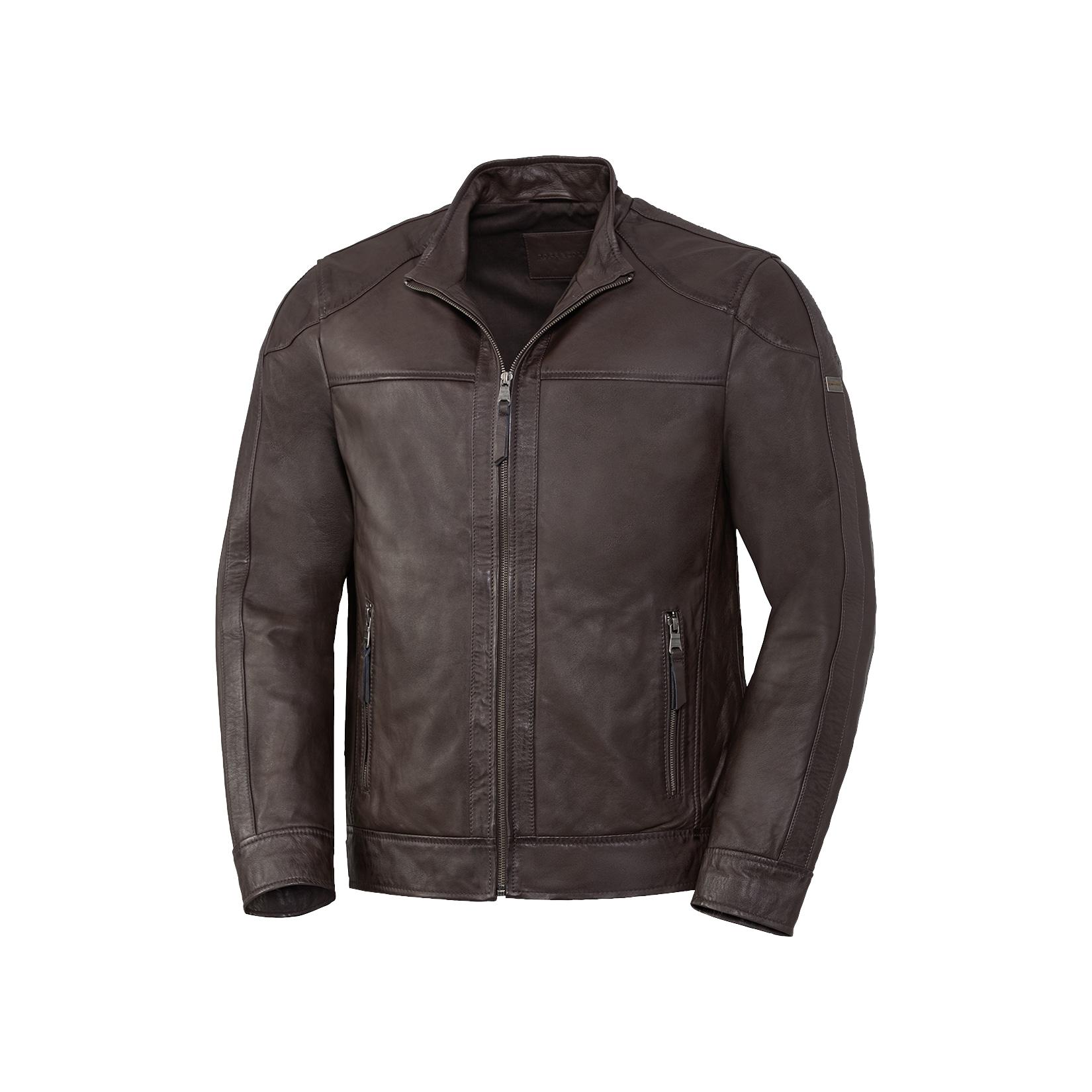 Ross & Cole Herren Lederjacke mit Stehkragen