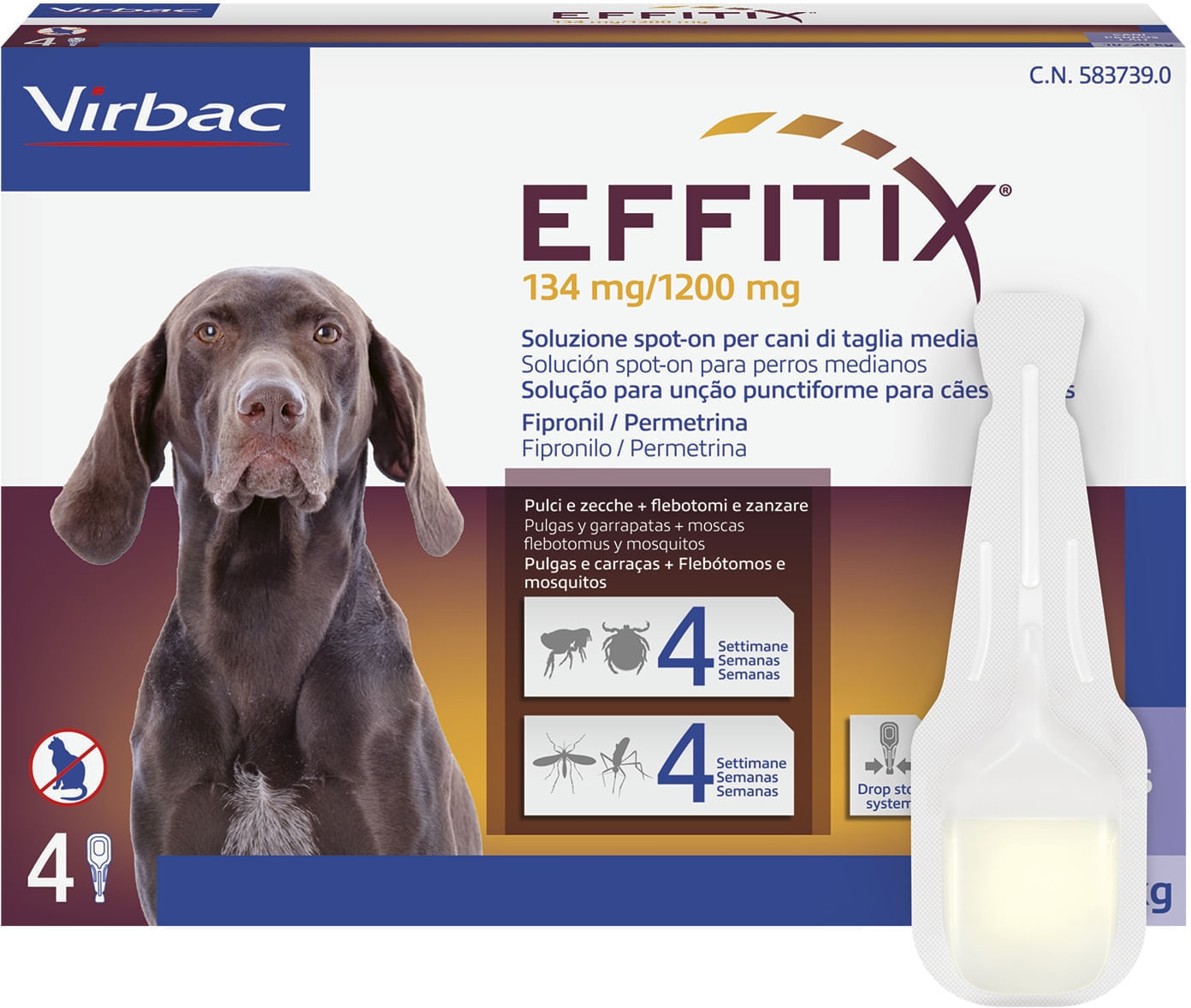 Virbac Effitix Antiparassitario Spot on per Cani 10-20KG - 12 PIPETTE