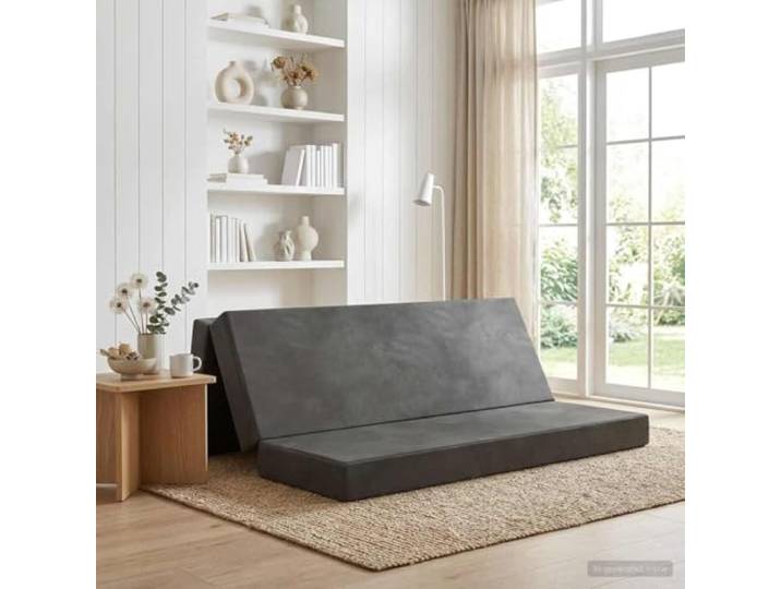 Klappsofa Bett 200 x 67 x 45cm Dunkelgrau Polyesterstoff, Schaumstoffpolsterung, verstellbarer Mechanismus, Reißverschlussbezug, faltbar