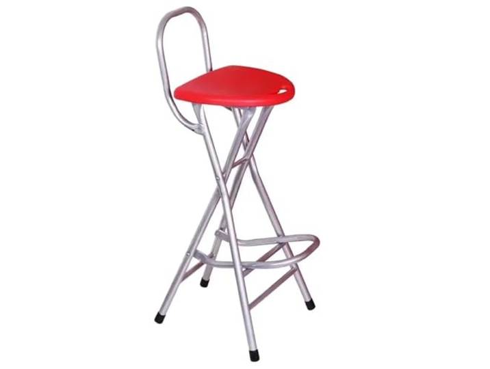 IUVYTA Einfachheit Rezeptionsstuhl Angelhocker Tragbarer, hochklappbarer Barhocker aus Rohr-Balkon aus Karbonstahl mit Fußstütze(With backrest red)